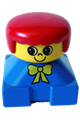 Duplo 2 x 2 x 2 Figure Brick, Blue Base with Yellow Bow, Yellow Head, Red Female Hair - 2327pb03