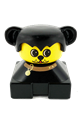 Duplo 2 x 2 x 2 Figure Brick, Dog, Black Base with Collar, Black Hair with Ears, Yellow Dog face - 2327pb12
