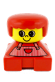 Duplo 2 x 2 x 2 Figure Brick, Red Base with Red Stripe Overalls, Red Hair, Large Eyes - 2327pb16