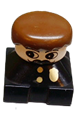 Duplo 2 x 2 x 2 Figure Brick, Black Base with Police Pattern, White Head with Moustache, Brown Male Hair - 2327pb33