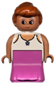 Duplo Figure, Female Lady, Dark Pink Dress, Lace Lined Tank Top with Blue Flower - 31181pb01