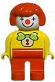 Duplo Figure, Female Clown, Red Legs, Red Hair - 4555pb085
