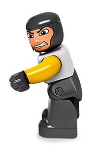 Duplo Figure Lego Ville, Male Castle, Dark Bluish Gray Legs, White Chest, Yellow Arms, Dark Bluish Gray Hands 47394pb005