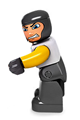 Duplo Figure Lego Ville, Male Castle, Dark Bluish Gray Legs, White Chest, Yellow Arms, Dark Bluish Gray Hands - 47394pb005