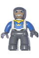 Duplo Figure Lego Ville, Male Castle, Dark Bluish Gray Legs, White Chest, Blue Arms, Dark Bluish Gray Hands - 47394pb007