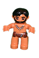 Duplo Figure Lego Ville, Male, Nougat Legs, Reddish Brown Hips, Tooth Necklace Pattern, Black Beard - 47394pb097