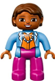 Duplo Figure Lego Ville, Female, Magenta Legs, Medium Blue Top with Necklace, Dark Orange Hair - 47394pb190