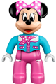 Duplo Figure Lego Ville, Minnie Mouse, Medium Azure Aviator Jacket with Polka Dot Scarf - 47394pb202