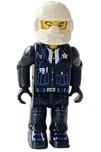 Police (Junior-Figure) with black Legs, black jacket, white helmet, Yellow Head 4j002