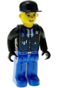 Police (Junior-Figure) with blue Legs, black jacket, black cap 4j017