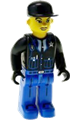 Police (Junior-Figure) with blue Legs, black jacket, black cap - 4j017