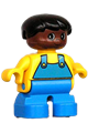 Duplo Figure, Child Type 2 Girl, Red Legs, Yellow Sweater, Black Hair, Glasses - 6453pb042