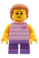 Girl - Bright Pink T-Shirt with Stripes, Medium Lavender Short Legs - adp081