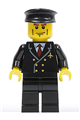 Airport Pilot with Red Tie and 6 Buttons, Black Legs, Black Hat, Vertical Cheek Lines - air043