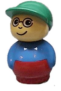 Primo Figure Boy With Red Base, Blue Top, Green Hat, Glasses baby008
