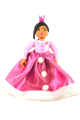 Belville Female - Girl with Bright Pink Top with Fur and Bow Detail, Dark Pink Shoes and Long Black Hair, Skirt Long, Crown - belvfem75a