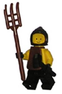 Blacksmith - Black Legs and Hips, Yellow Torso and Arms, Black Hands, Black Cowl, Brown Plastic Cape cas089
