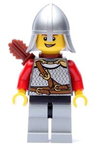 Kingdoms - Lion Knight Scale Mail with Chest Strap and Belt, Helmet with Neck Protector, Quiver, Open Grin cas448