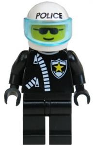 Police - Zipper with Sheriff Star, White Helmet with Police Pattern, Trans-Light Blue Visor cop010
