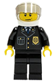 Police - City Suit with Blue Tie and Badge, Black Legs, White Helmet, Trans-Black Visor, Scowl - cty0013