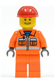 Construction Worker - Orange Zipper, Safety Stripes, Orange Arms, Orange Legs, Red Construction Helmet, Eyebrows, Thin Grin with Teeth - cty0034