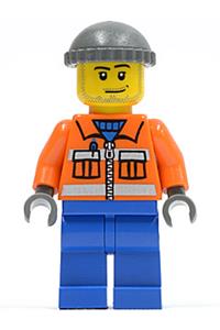 Construction Worker - Orange Zipper, Safety Stripes, Orange Arms, Blue Legs, Dark Bluish Gray Knit Cap cty0168