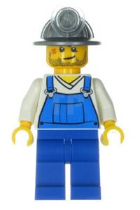 Miner - Overalls Blue over V-Neck Shirt, Blue Legs, Mining Helmet, Crooked Smile and Scar cty0310