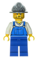 Miner - Overalls Blue over V-Neck Shirt, Blue Legs, Mining Helmet, Crooked Smile and Scar - cty0310