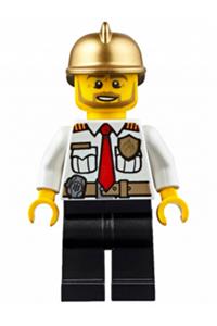 Fire Chief - White Shirt with Tie and Belt, Black Legs, Gold Fire Helmet cty0350