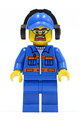 Blue Jacket with Pockets and Orange Stripes, Blue Legs, Blue Cap with Hole, Headphones, Safety Goggles - cty0401
