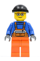 Overalls with Safety Stripe Orange, Orange Legs, Black Knit Cap, Glasses - cty0428