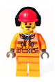 Construction Worker - Chest Pocket Zippers, Belt over Dark Gray Hoodie, Red Construction Helmet with Headset - cty0534