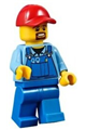 Overalls with Tools in Pocket Blue, Red Cap with Hole, Brown Moustache and Goatee - cty0570