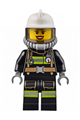 Fire - Reflective Stripes with Utility Belt, White Fire Helmet, Breathing Neck Gear with Airtanks, Trans Black Visor, Peach Lips Open Mouth Smile - cty0629