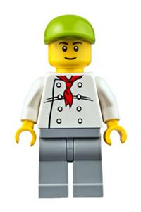 Chef - White Torso with 8 Buttons, Light Bluish Gray Legs, Lime Short Bill Cap (Fire Station Hot Dog Vendor) cty0671