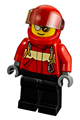 City Pilot Male, Red Fire Suit with Carabiner, Black Legs, Red Helmet, Silver Sunglasses - cty0678