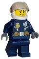 Police - City Leather Jacket with Gold Badge and Utility Belt, White Helmet, Trans-Black Visor, Peach Lips Smirk - cty0702