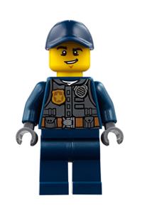 Police - City Officer with Dark Bluish Gray Vest with Badge and Radio, Dark Blue Legs, Dark Blue Cap cty0734