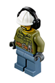Volcano Explorer - Male, Shirt with Belt and Radio, Black Angular Beard, White Construction Helmet with Black Ear Protector / Headphones - cty0740