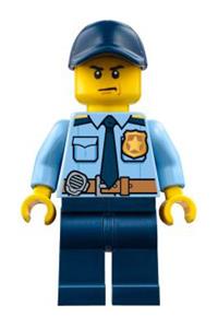 Police - City Shirt with Dark Blue Tie and Gold Badge, Dark Tan Belt with Radio, Dark Blue Legs, Dark Blue Cap with Hole cty0748