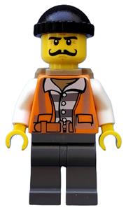 Police - City Bandit Male with Orange Vest, Black Knit Cap, Moustache Curly Long cty0754