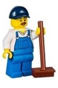 Beach Janitor - Blue Overalls and Dark Blue Cap cty0765