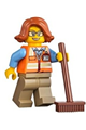 Cargo Office Worker - Orange Safety Vest with Reflective Stripes, Dark Tan Legs, Dark Orange Female Hair Short Swept Sideways, Glasses - cty0801