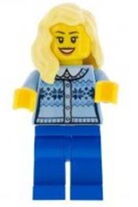 Fair Isle Sweater, Bright Light Yellow Female Hair over Shoulder, Blue Legs cty0892