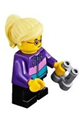 Hiker, Girl Child, Dark Purple Jacket, Glasses, Bright Light Yellow Ponytail and Swept Sideways Fringe - cty0908