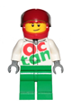 Race Car Driver, White Octan Race Suit with Silver Zipper, Red Helmet with Trans-Black Visor, Lopsided Smile - cty0922