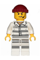 Sky Police - Jail Prisoner 86753 Prison Stripes, Scowl with Open Mouth and Headset, Dark Red Knit Cap - cty0988