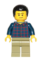 Dad - Dark Blue Plaid Button Shirt, Olive Green Legs, Black Hair Male with Coiled Texture - cty1017