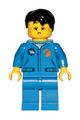 Astronaut - Male, Blue Jumpsuit, Black Hair Short Tousled with Side Part, Queasy and Open Mouth Smile - cty1040