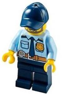 Police - City Officer Shirt with Dark Blue Tie and Gold Badge, Dark Tan Belt with Radio, Dark Blue Legs, Dark Blue Cap, Full Beard cty1120